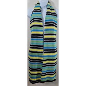 Gap Charcoal Yellow Blue Green Striped Knitted Scarf Soft Stretchy